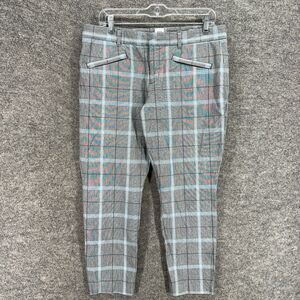 Gap Pants Women 14 Gray Plaid Mid Rise Flat Front Skinny Ankle Cotton Casual